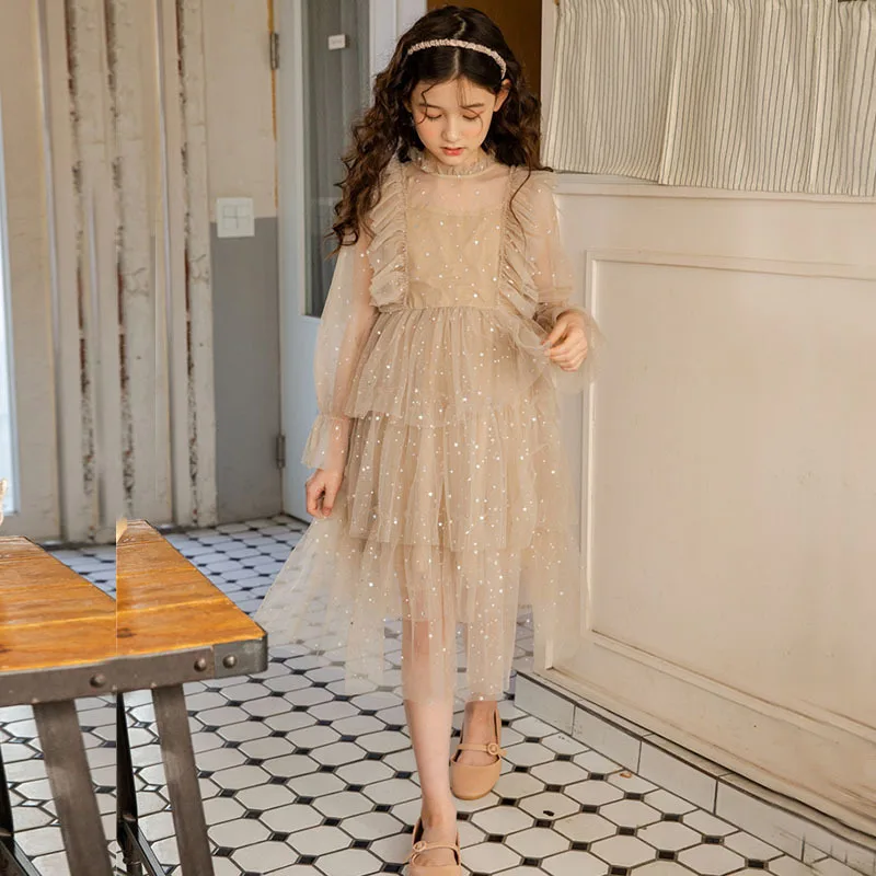 

2 To 18 Years Kids Dress 2021 Spring Summer Long Girls Party Dresses Sequined Princess Toddler Girl Dresses Autumn Pink White