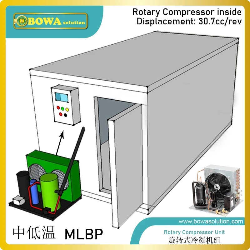 

1.5HP R404a Low Temperature Condensing Unit with air cooled HEX is great choice for walk-in cold rooms or portable containers