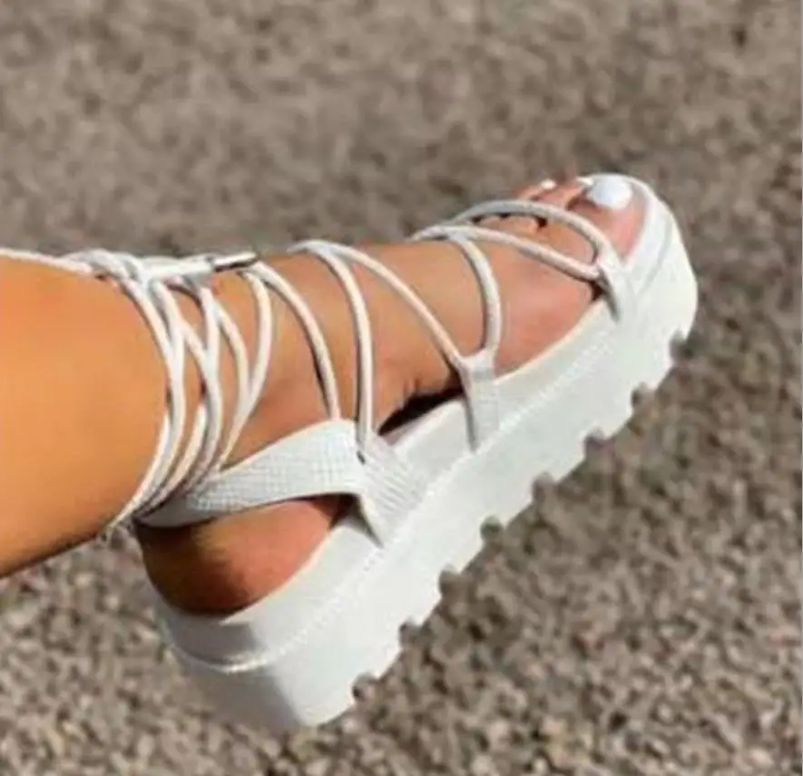 

Woman Gladiator Sandals Ladies Ankle Wrap Wedges Women Platform Shoes Female Fashion Lace Up Shoes Women's Footwear Plus Size 43