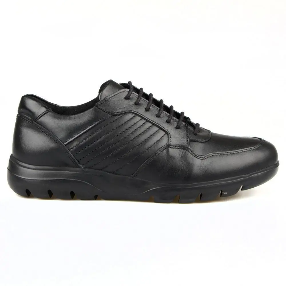 FootCourt Black Leather Mens Casual Shoes Lace-Up Sports Fashion New Sneakers Men Footwear New Season