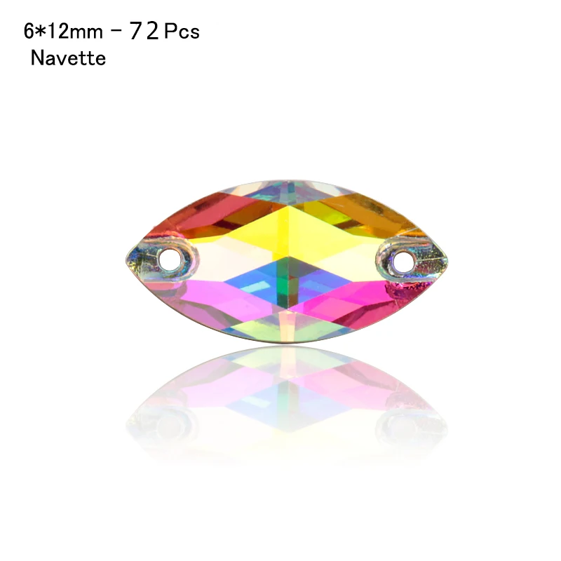 Navette-6x12mm-72pcs Лидер продаж 8 видов AAAAA бутик кристалл AB пришить стразы бусины, швейные бусины для изготовления ювелирных изделий - Цвет: Navette-6x12mm-72pcs