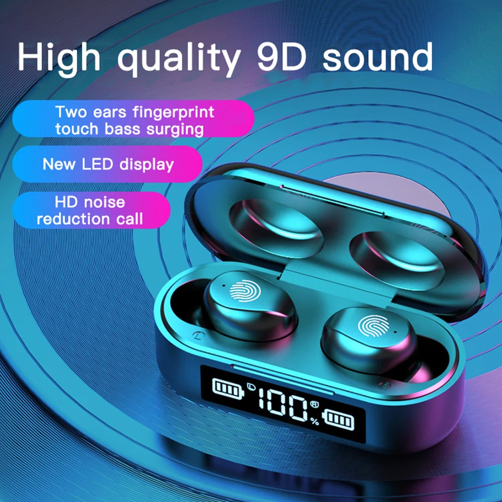 

TWS Bluetooth 5.1 Earphones Charging Box Wireless Headphone 9D Stereo Sports Waterproof Earbuds Headsets With Microphone