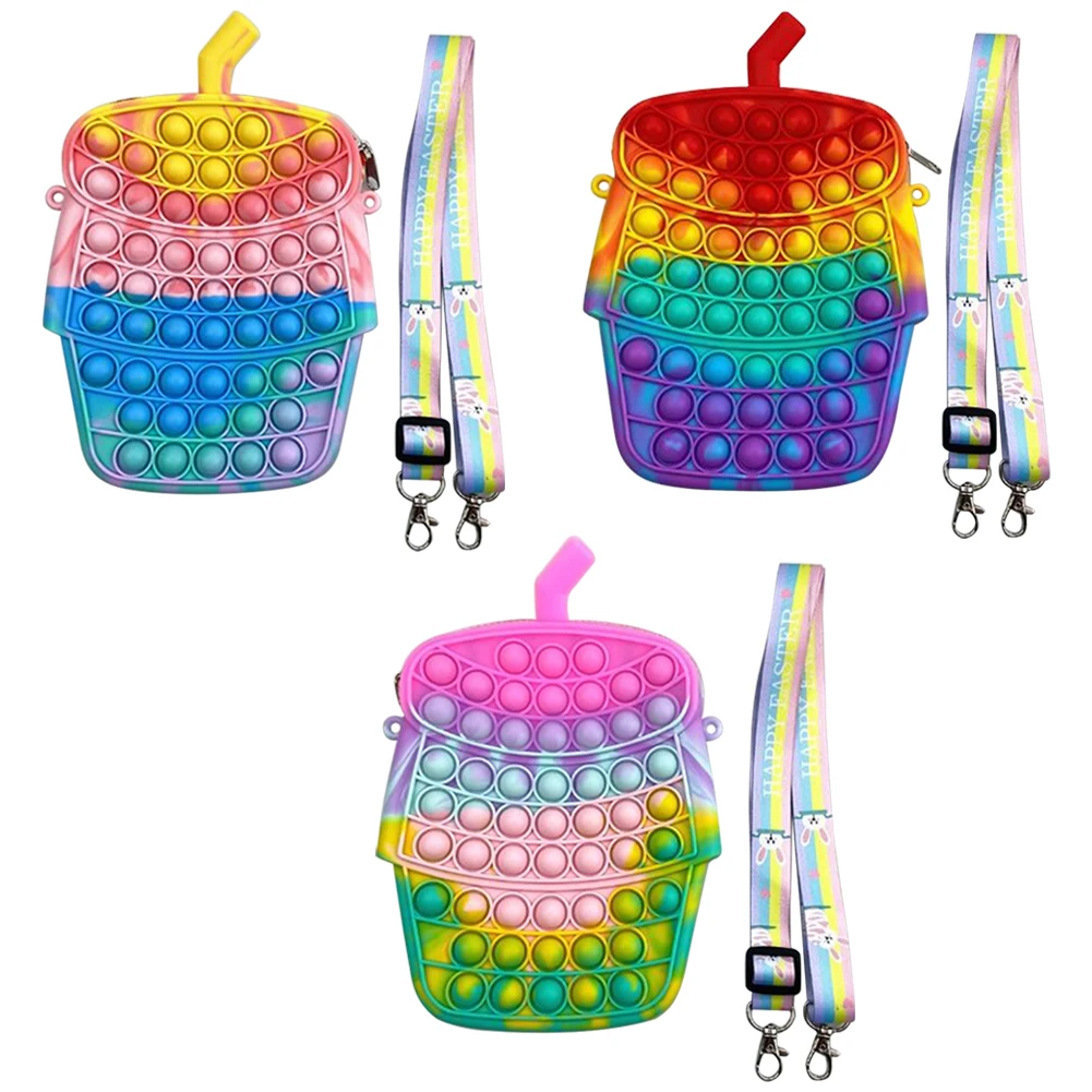 

Kawaii ручная сенсорная силиконовая пузырьковая сумка для хранения через плечо с простым затемнением антистрессовая косметичка Popite фиджет-иг...