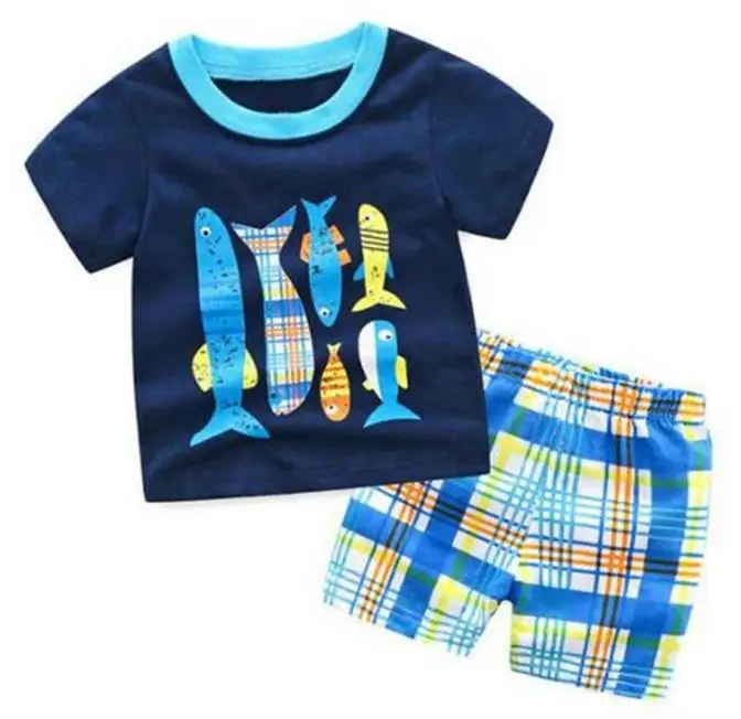 

Пижама детская, хлопковая, с коротким рукавом, для мальчиков и девочек, От 2 до 8 лет