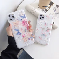 frosted relief flowers case for iphone 12 11 pro max mini 6 6s 7 8 plus xr x xs max se 2020 soft tpu back phone cover cases