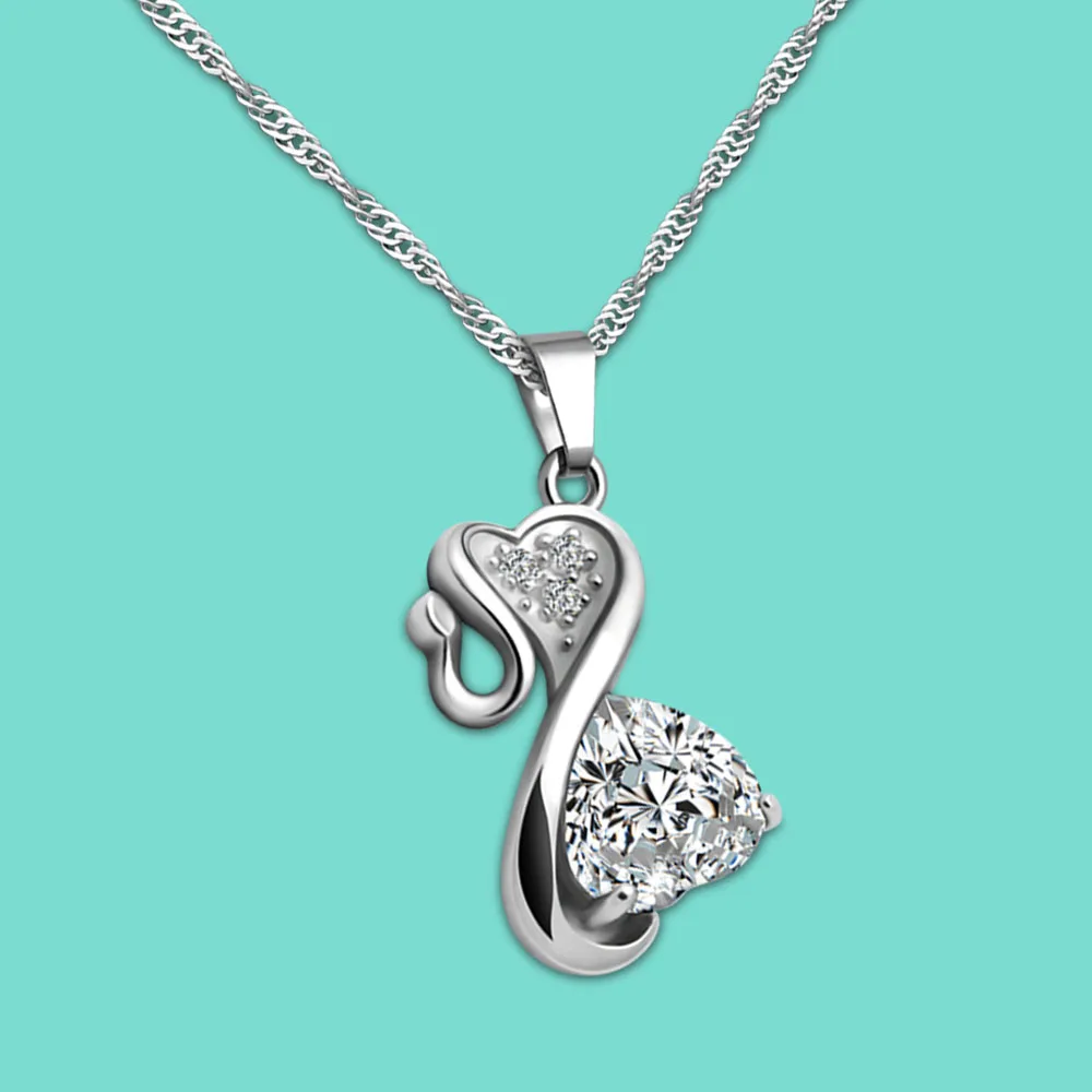 

Women's 925 Sterling Silver AAA Zircon Pendant Wave Chain 41-43-46cm