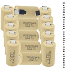 Аккумуляторы NICD 2200 мА ч SC 1,2 в sub C, 15 шт., заявленная емкость, плоская крышка, перезаряжаемые, для отверток, для dewalt