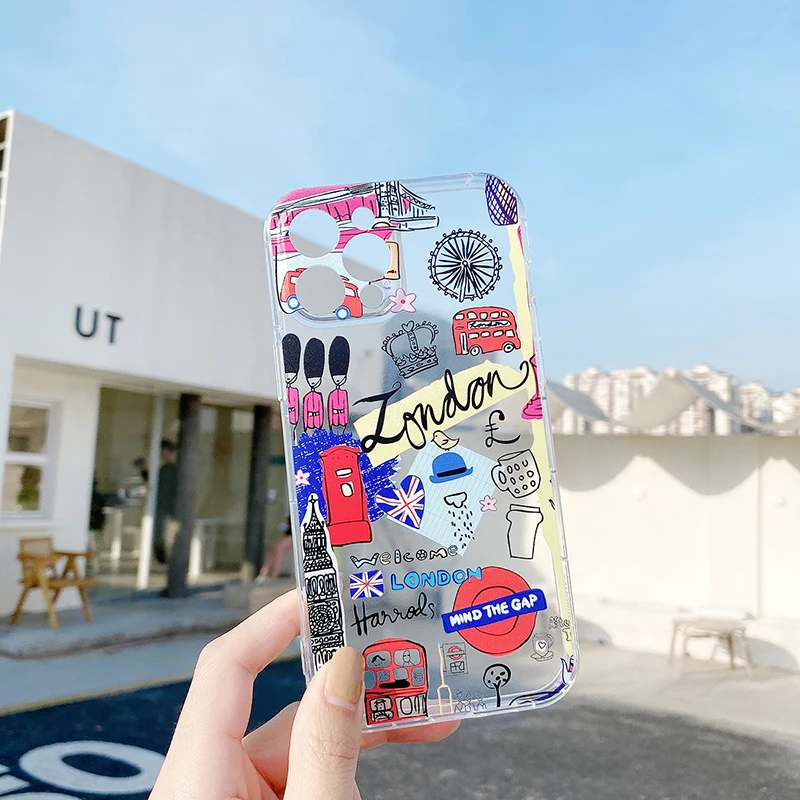 hot travel city eiffel tower paris new york paris statue of liberty case for iphone 7 8 plus 12 11 pro x xs max 13 clear cover free global shipping