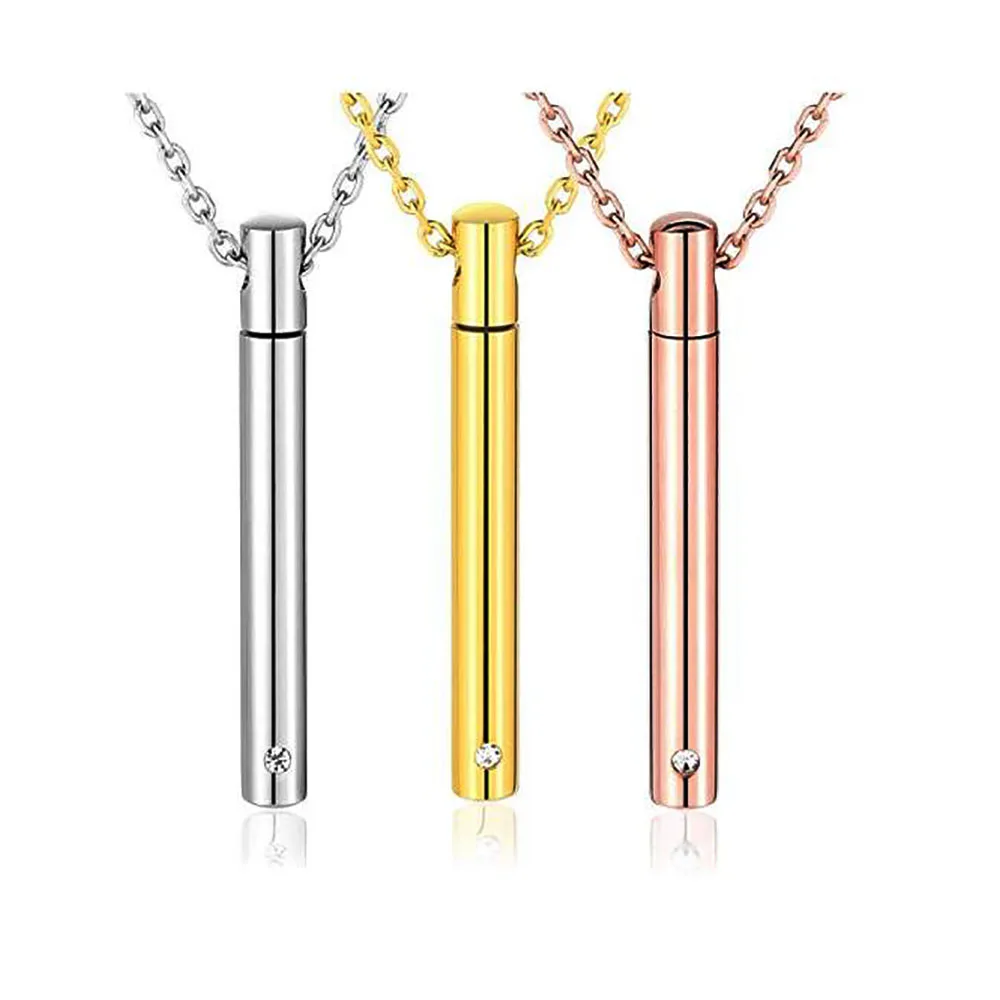 Цилиндрический чехол из нержавеющей стали 4 цвета|Ожерелья с подвеской| |