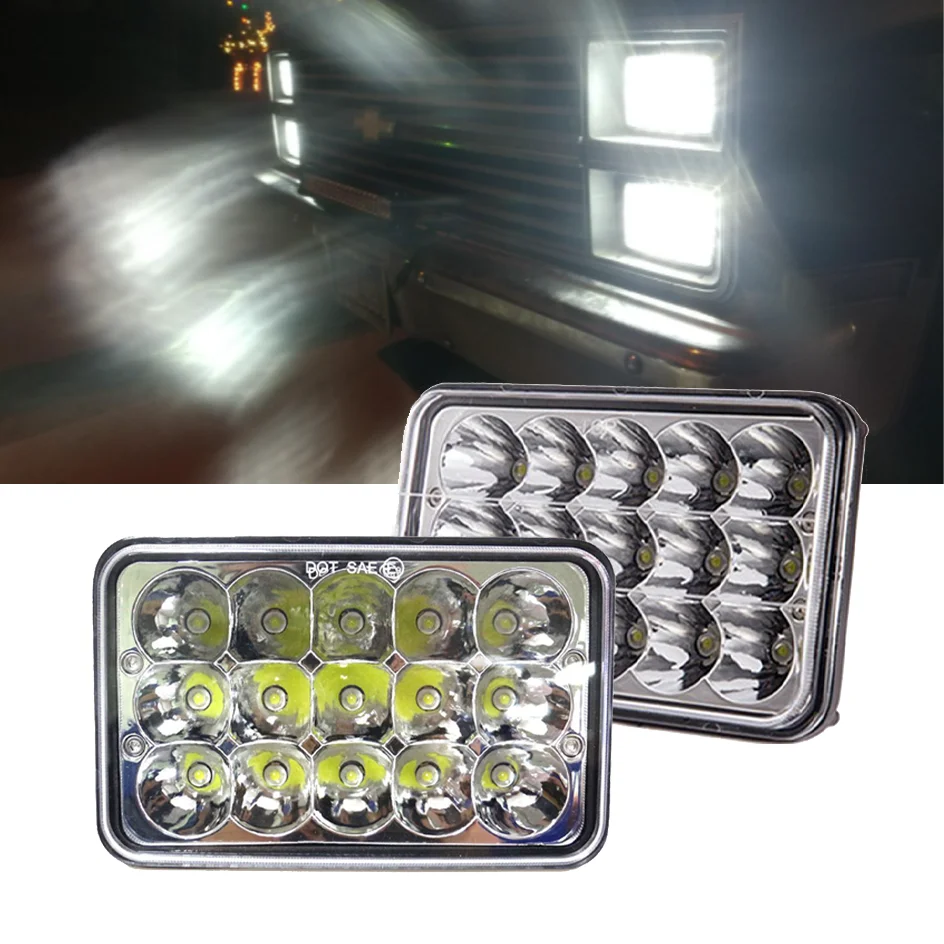 

4X6 LED Headlight Assemblies Sealed Beam Replace H4651 H4656 Headlamps For KW Kenworth T600 W900 T800 Truck Peterbilt 379 S10