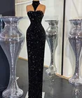 Вечернее платье, без рукавов, платья без рукавов с высоким воротом и блестками 2020 оболочка для выпускного вечера вечерние платье вечерние платья Праздничное платье размера плюс