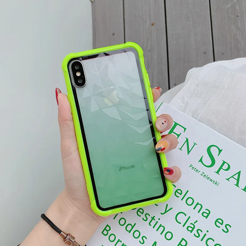 Модный прозрачный противоударный чехол для телефона iPhone 11 Pro Max X XS XR XS Max 8 7 6 6S Plus мягкая защитная задняя крышка - Цвет: Зеленый