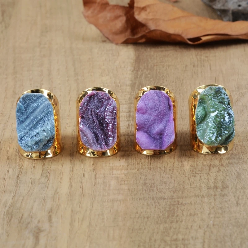 Позолоченные женские кварцевые кольца из натуральной Галактики обручальные