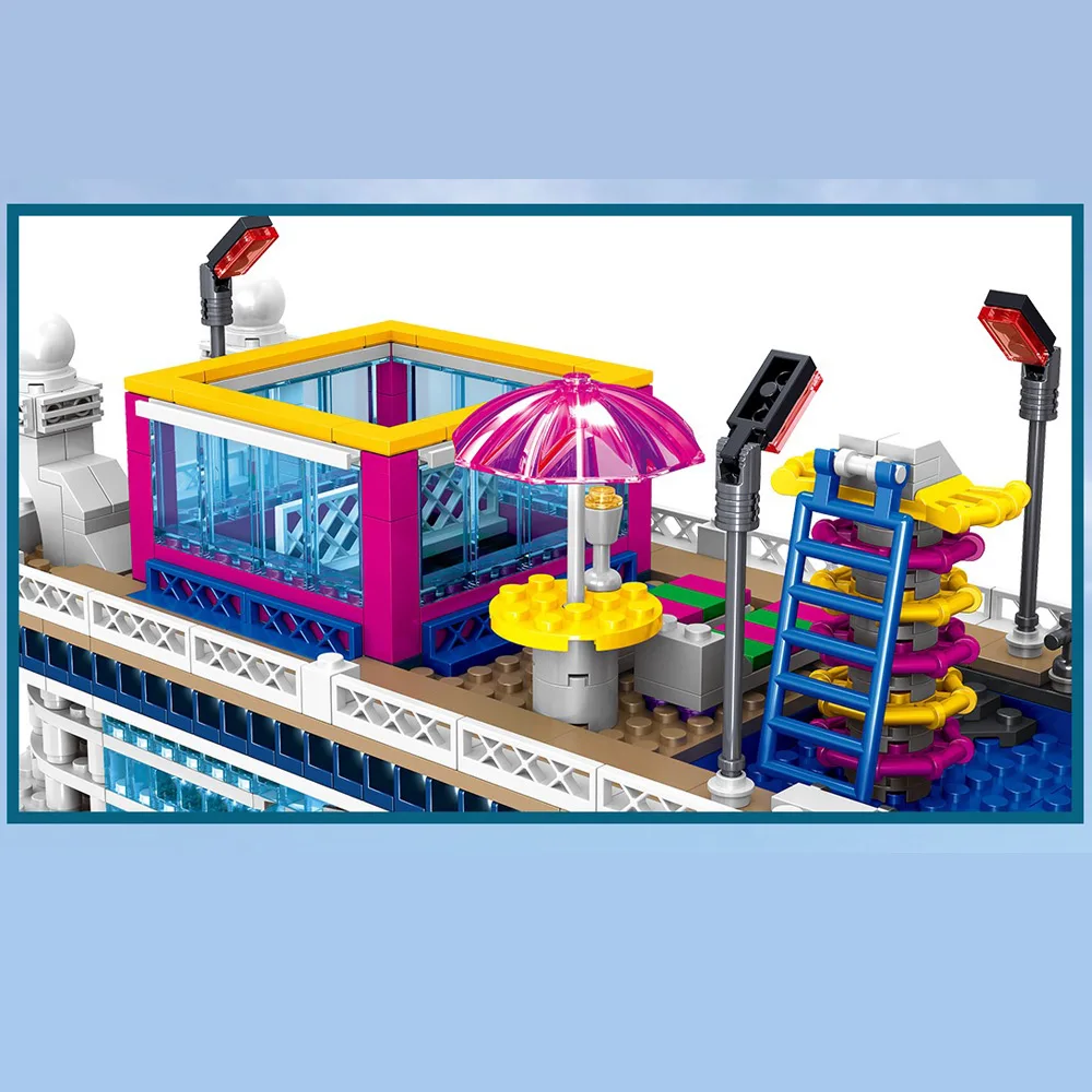 

DHL 2446PCS Building Blocks MOC Streetview Cruise Liner Ship Model Set Assemble Bricks Kids Educational Toys Christmas Gifts