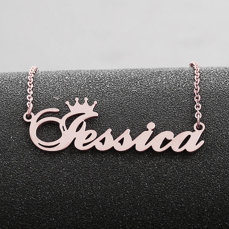 Ожерелье с именем короны для женщин персонализированная цепь табличкой из