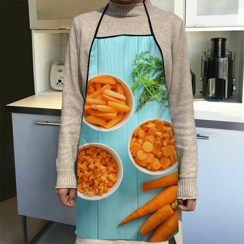 

New Arrival Vegetable Carrot Apron Kitchen Aprons For Women Oxford Fabric Cleaning Pinafore Home Cooking Accessories Apron 0816