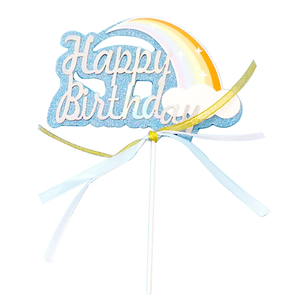 Радужное облако счастливое украшение для именинного торта бумажный торт флаг