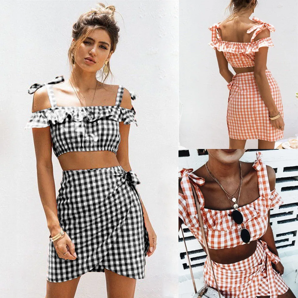 Женская одежда юбка пляжные вечерние наряды комплект из 2 предметов черный