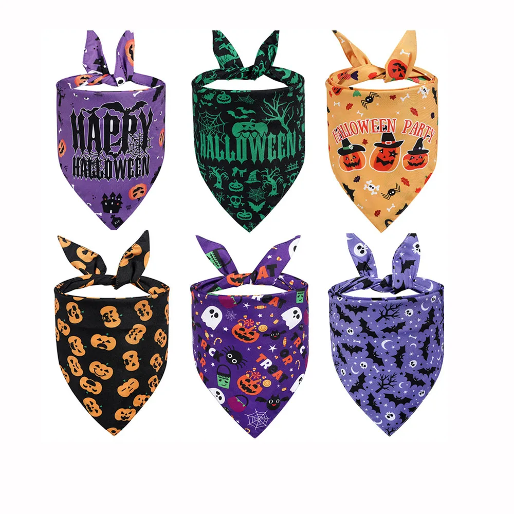 

Бандана для собак на Хэллоуин, треугольник, Искусственный шарф, тыква, призрак, аксессуары на Хэллоуин для собак, кошек, праздничный подарок