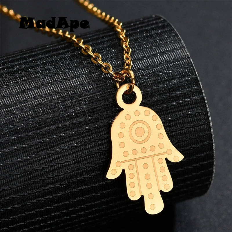 MadApe ожерелье из нержавеющей стали с подвеской Хамса для женщин Золотая рука