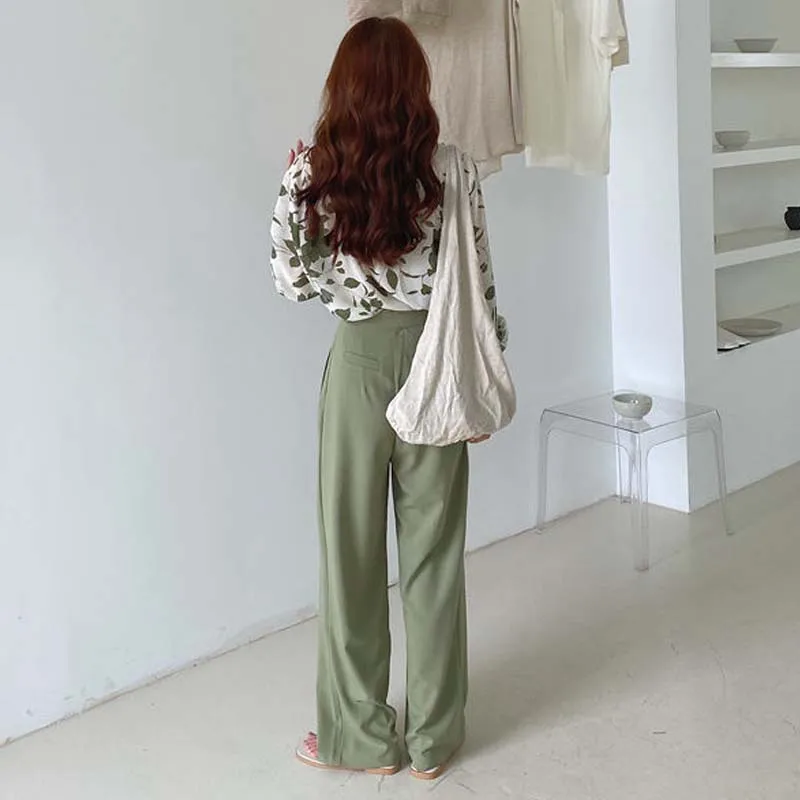 

Women Summer Green Flower Print Long Sleeve Chiffon Blouse Single Breasted Cardigan Tops Casual Shirt