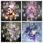 Полноформатная алмазная живопись Dpsprue, вышивка крестиком с часами, мозаика с механизмом, 5D сделай сам, квадратная, круглая, мультяшная девушка, 3d вышивка, подарок HG142