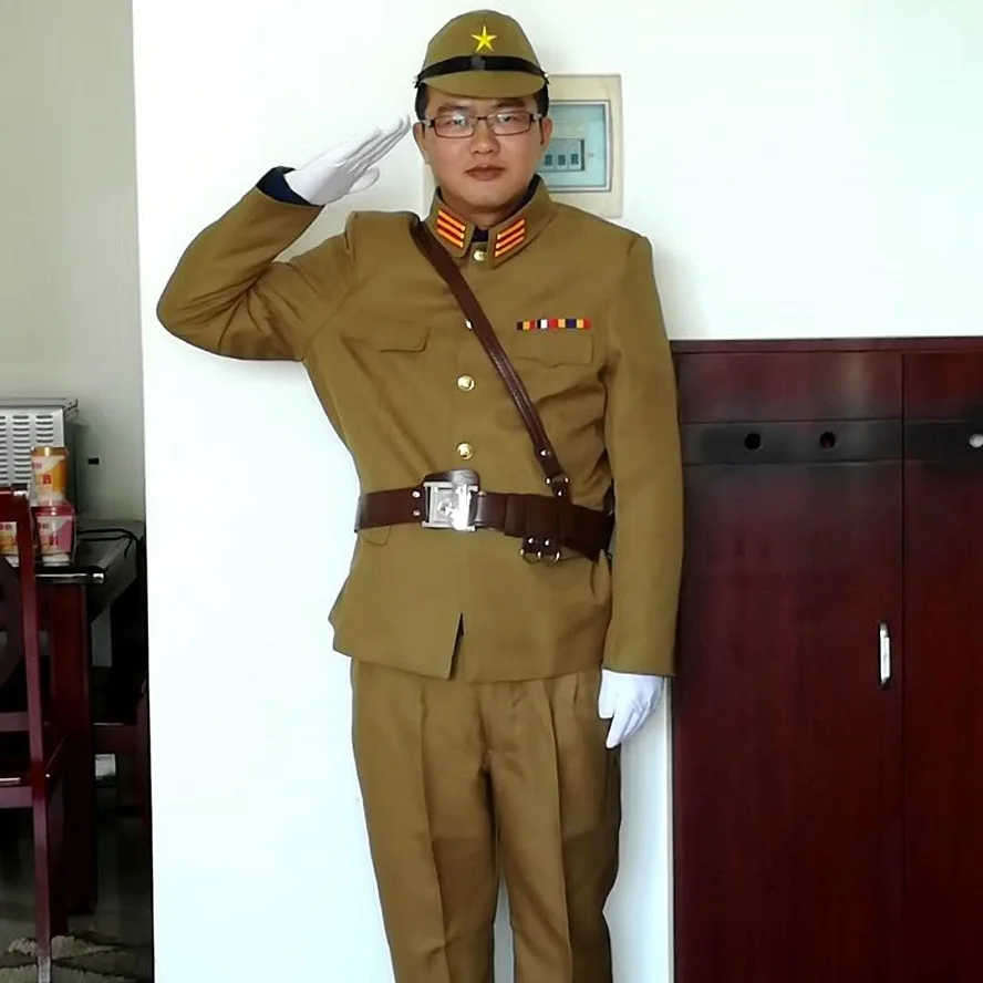 Японский имперский офицер WW II традиционная винтажная зеленая униформа японский