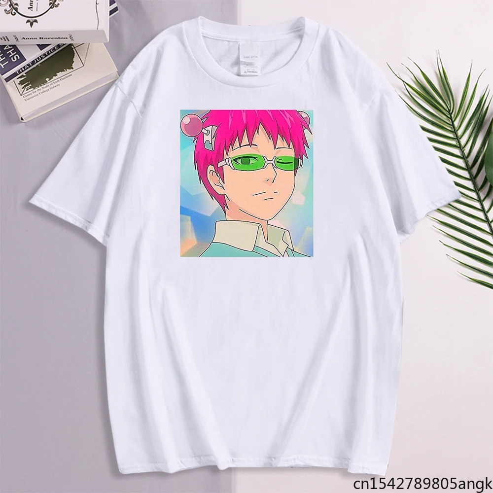

Крутая аниме-футболка Saiki Kusuo с принтом унисекс, летние дышащие топы большого размера, одежда в стиле Харадзюку