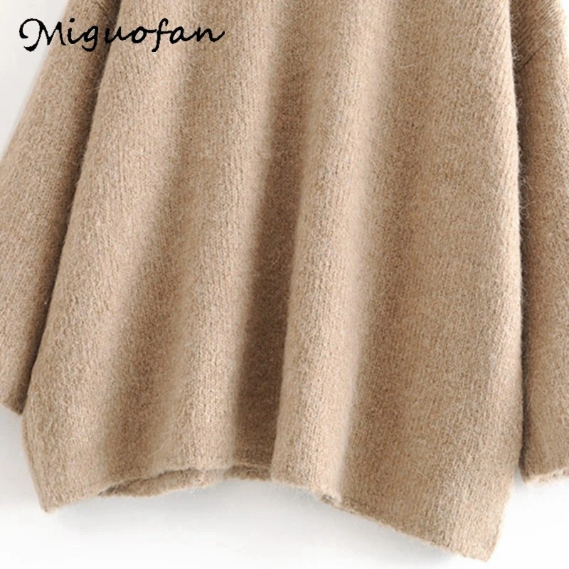 Женский свободный свитер Za зимний с накидкой пуловер пончо зима 2019 | Женская