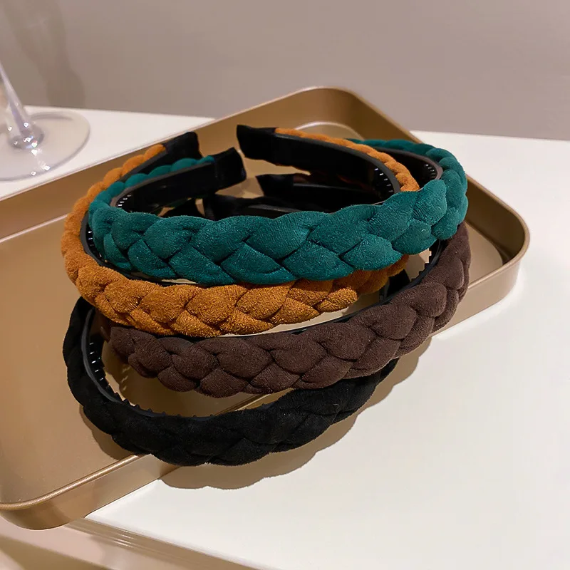 

U-Волшебная велюровая повязка для волос во французском стиле для женщин осенне-зимняя черная кофейная коричневая зеленая губчатая повязка ...