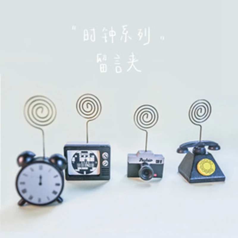 4 шаблона, милые часы для ТВ-камеры, телефона, деревянный держатель для записей, офисные принадлежности, поделки, фотографии, зажим, держатель