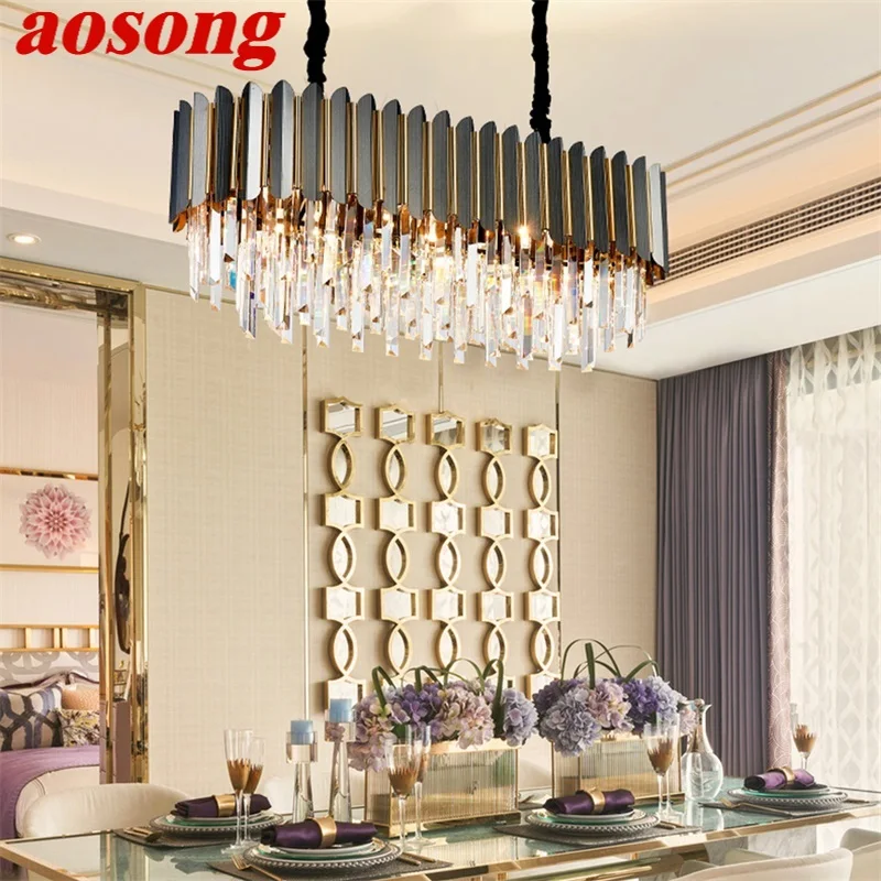 

AOSONG Crystal Pendant Light Postmodern Luxury Chandelier LED Lamp Fixture for Home Dining Living Room