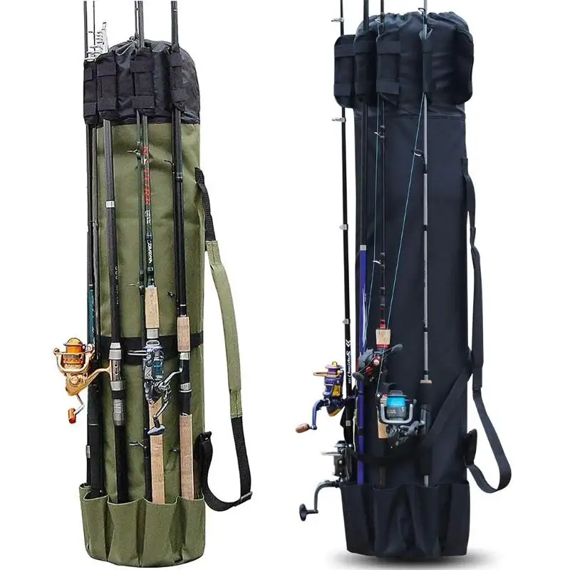 

Fishing Pole Bag Holder, Portable Fishing Rod Bag Case Canvas Fishing Rod Reel Carrier Organizer Folding Tackle Storage Bag