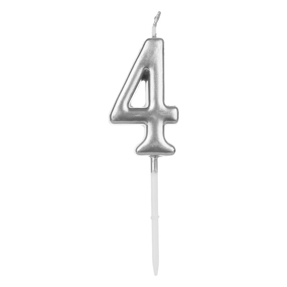 4silver 1 предмет розовые, золотые, серебряные декор кекса номер 0-9 свечи для торта фигурки жениха и невесты; подарок на день рождения вечерние поставки - Цвет: 4silver
