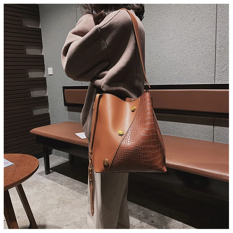 2 в 1 сумки мешки с широким ремешком женские кожаные повседневные тоуты через