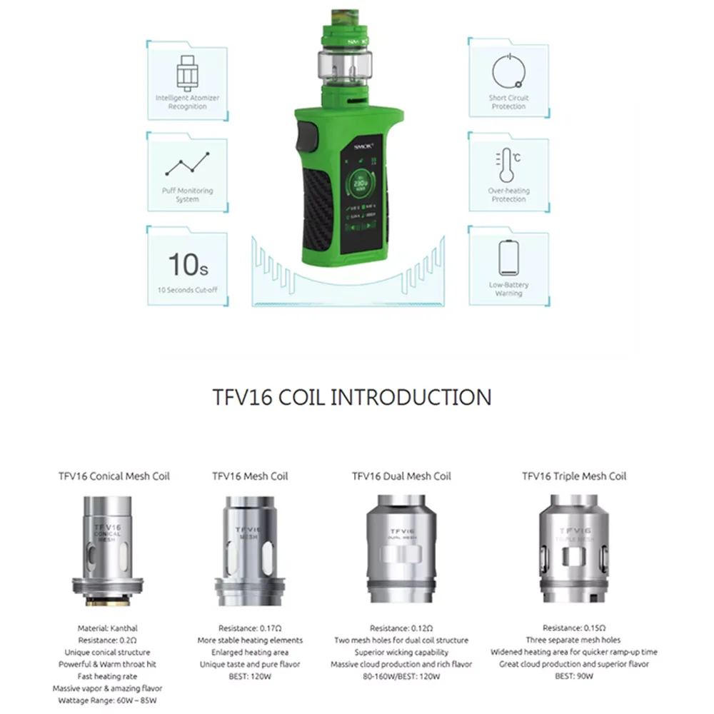 Предзаказ электронная сигарета Smok Mag P3 Kit 230W box Mod & TFV16 Tank E Cigs IQ S чипсет