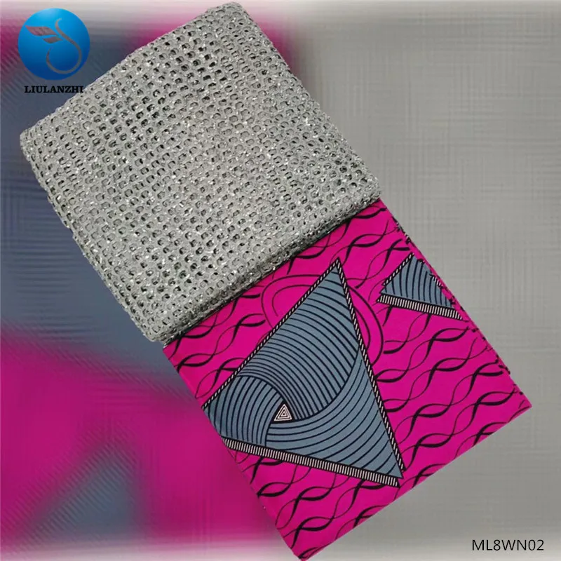 ML8WN02 LIULANZHI Африканский настоящий воск 3 ярдов Анкара+ Вышивка Кружева Французский 2,5 ярдов Новое поступление ML8WN02 - Цвет: ML8WN02