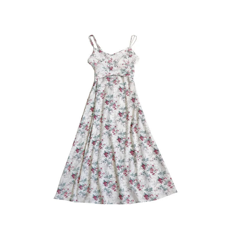 

Fitaylor New Summer Women Holiday Style V-neck Sleeveless Printing Suspender Dress Female Sweet Floral High Waist Bandage Dress