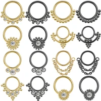 zs 16g gold black nose ring women stainless steel septum ring crystal nose septum piercing bohemia nose helix cartilage piercing