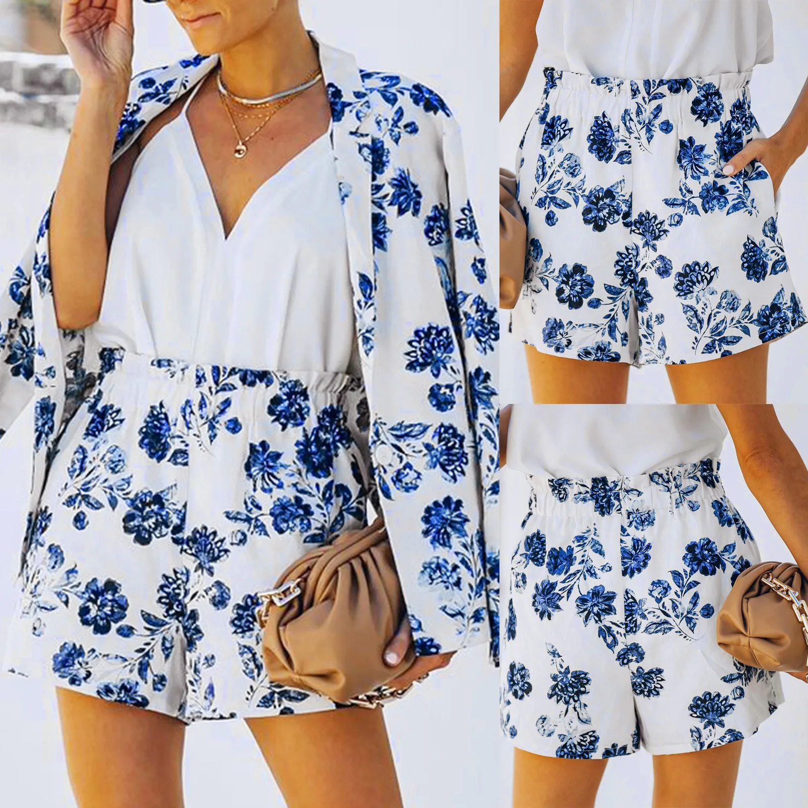 

Print Casual Shorts Women Knee Length Santies Wide Leg Loose Chic Short Pants High Waist Fashion Feminine Short Korean Style A50