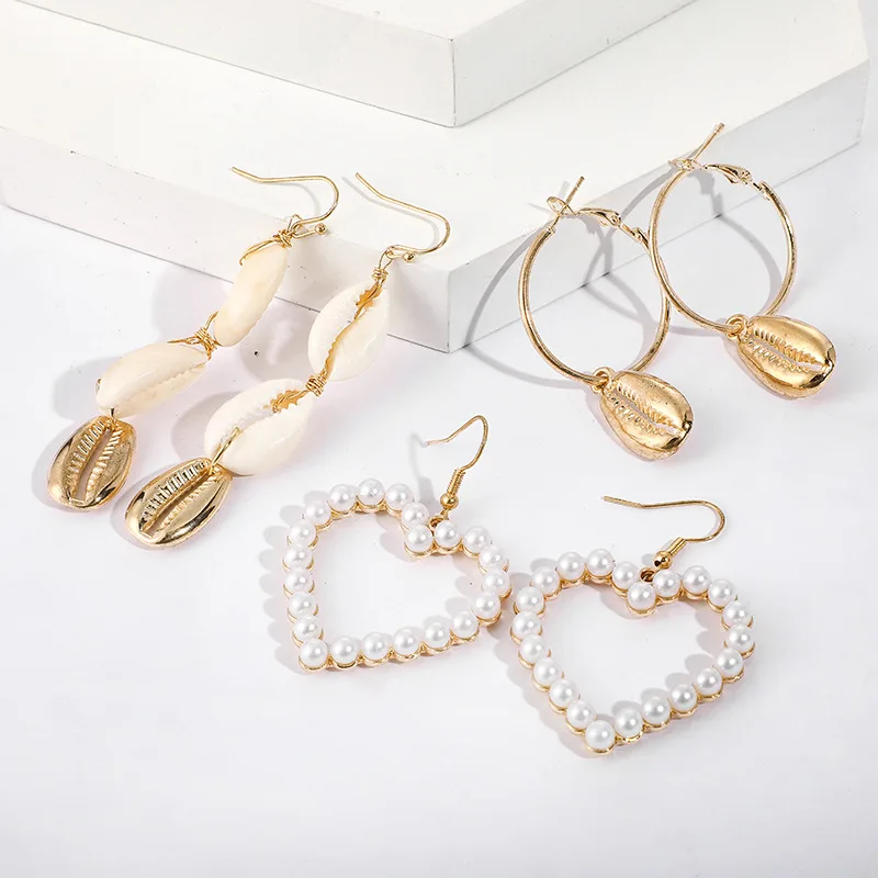 Серьги-подвески Женские винтажные в виде сердца 3 пары | Украшения и аксессуары