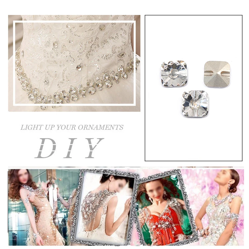 3017 квадратные все размеры Швейные аксессуары стеклянные Пришивные на кнопках