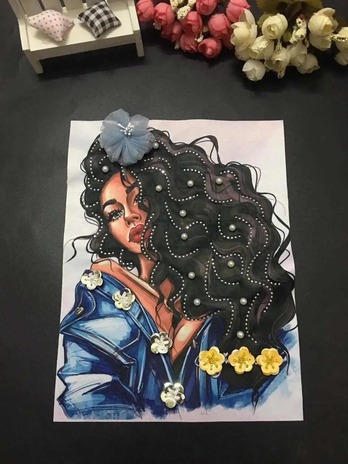 Украшение стразы из бисера красивая винтажная вышитая аппликация модное