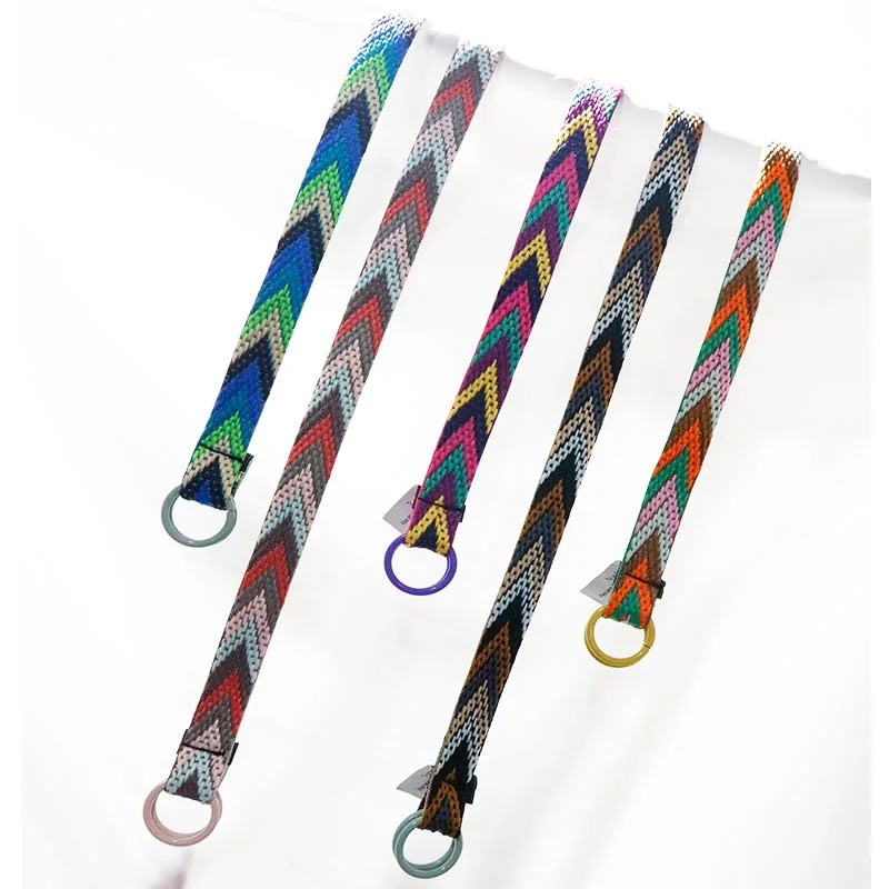 Женский ремень с двумя кольцами и пряжкой модный разноцветный декоративный в