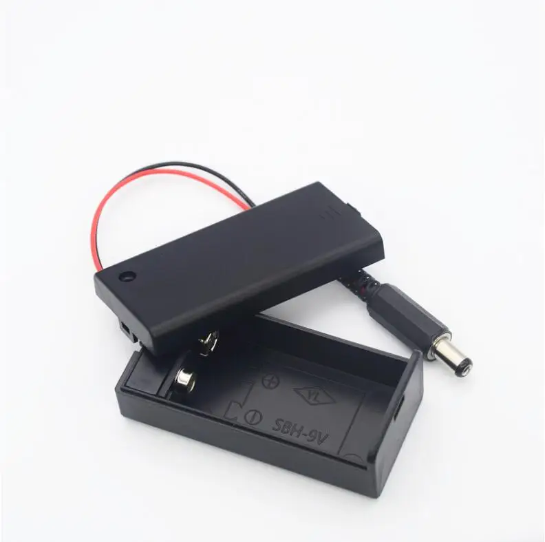 

9V 6F22 Battery Case Plastic Batteries Holder Storage Box Cover with shell with switch with DC 2.1*5.5mm