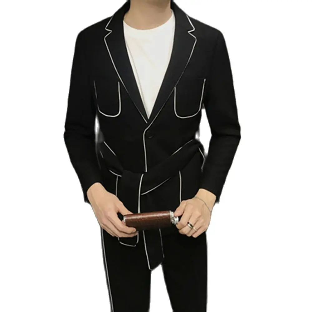 

Tailored Casual Temperament Blazer Trousers Men's Suits Sets 2Pcs Party Wear White/Black Wedding Clothing Slim Fit Jacket Pants