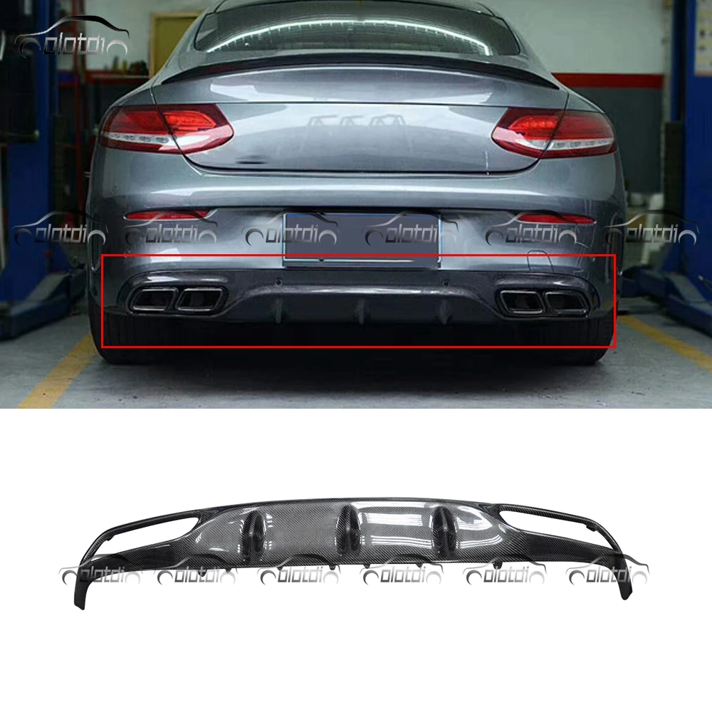 

auto rear bumper diffuser carbon fiber lip fins spoiler splitter for Mercedes Benz Coupe W205 C205 C63