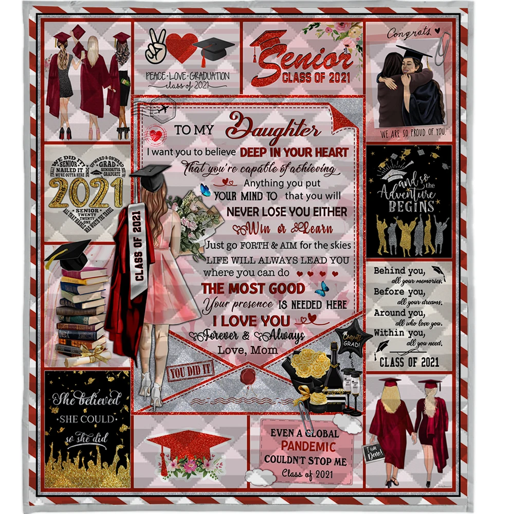 

To My Daughter from Mom Quilt Blanket for Bed Sofa I want you to believe deep in your heart Class of 2021 Gift
