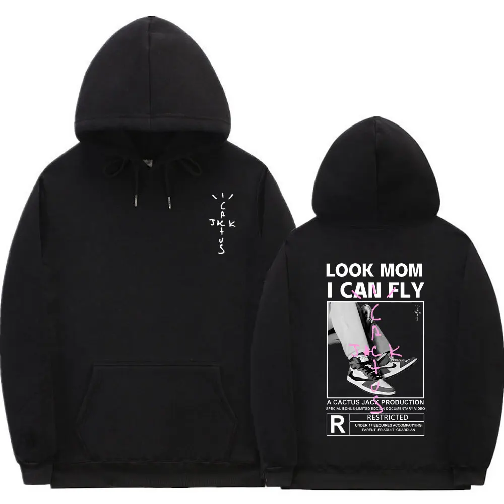 

Hot New Cactus Jack Hoodie Awesome Hip Hop Rapper Travis Scott Hoodies LOOK MOM I CAN FLY Letter Logo Print Men Women Clothes