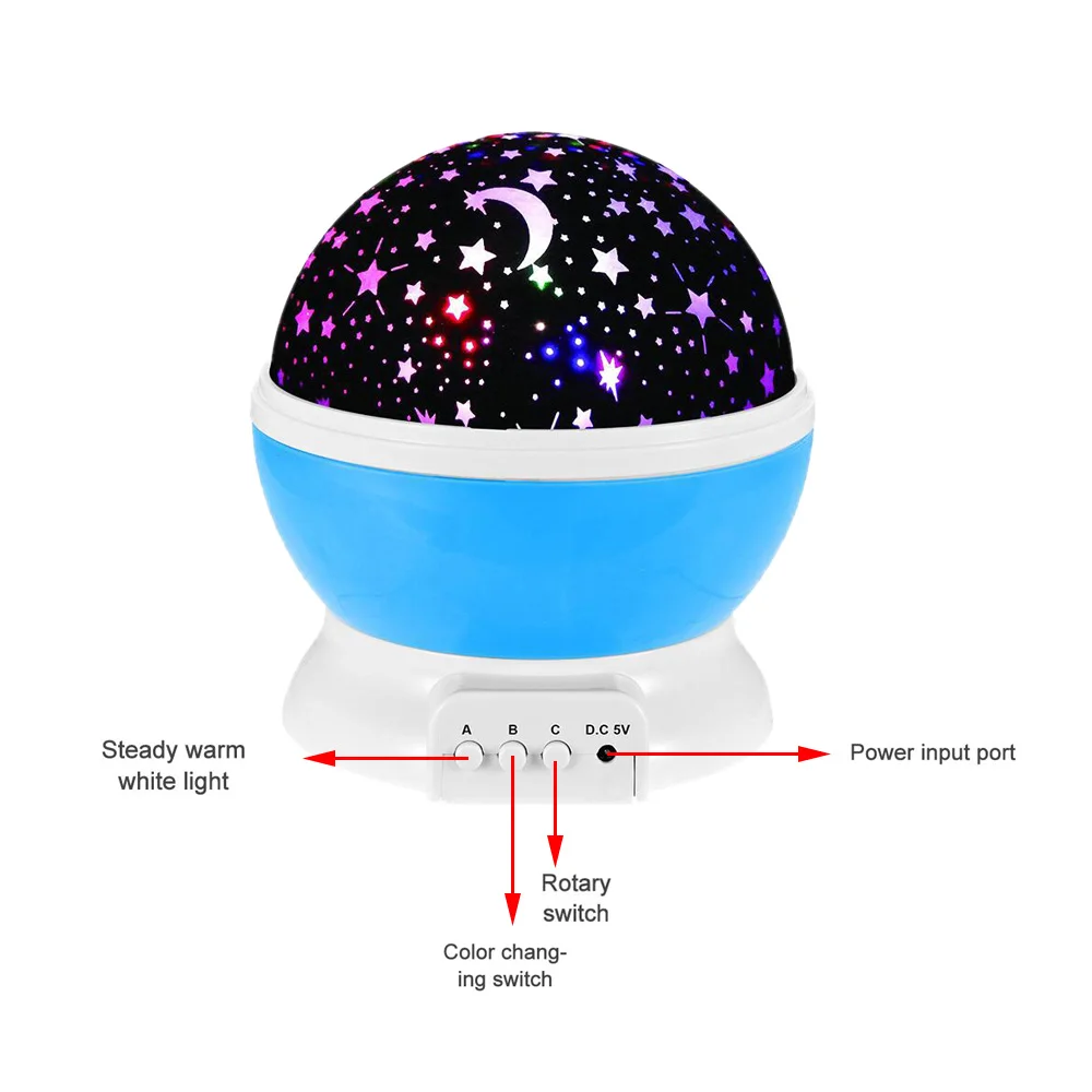 

LED Projector Star Moon Starry Lights Night Light Sky Rotating Battery Operated Bedroom Nightlight Lamp for Kids Baby Gifts